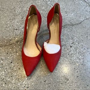 Jessica Simpson red heels suede